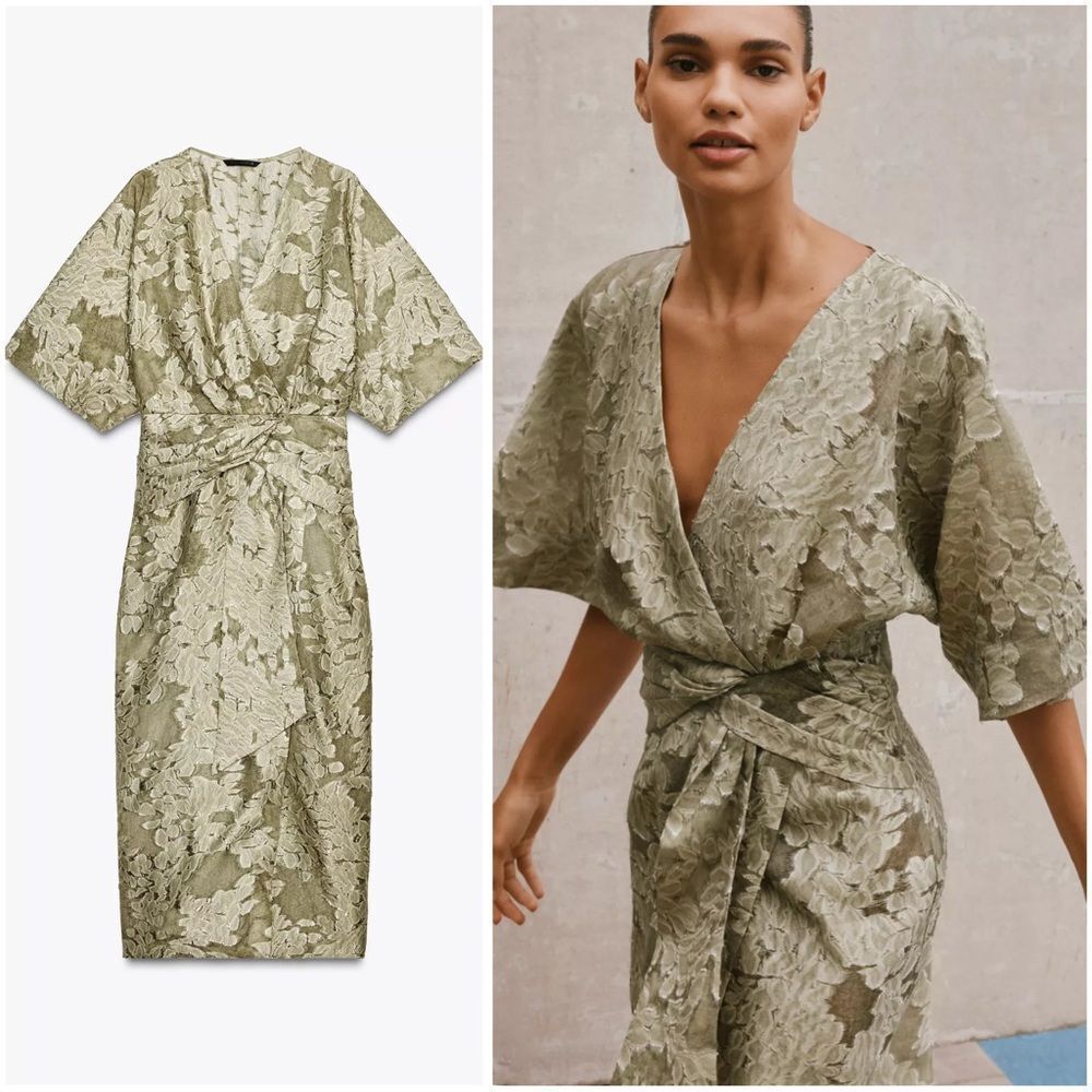 ZARA TEXTURED DRAPED DRESS